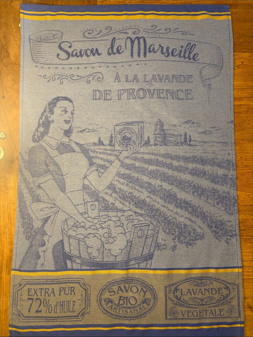 Lavender Provence Kitchen Towel - Blue and Yellow